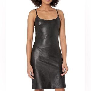 Commando‎ Black Faux Leather Spaghetti Strap Slip Dress Size Medium